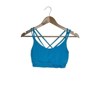 Manduka Blue Sports Bra Turquoise M Cross Strap Basic Athletic Gym
